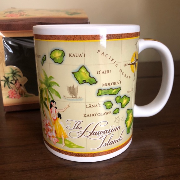 Hawaiian Islands Vintage map coffee mugs - Picture 2 of 6